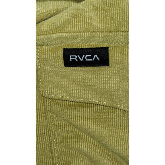 RVCA Men's Regular Fit Khaki corduroy Button Down Shirt with Dual Pockets Sz M - Picture 4 of 9
